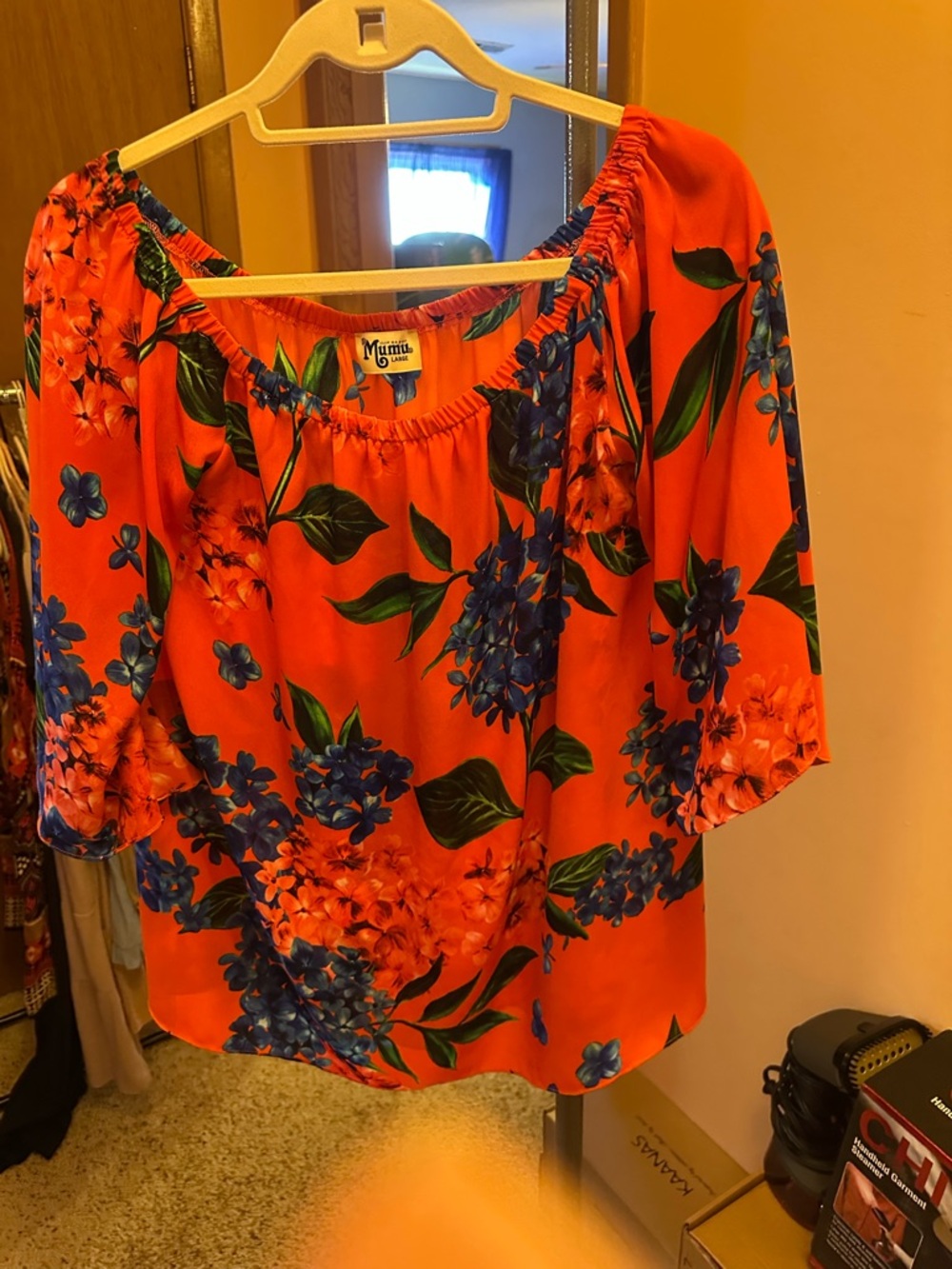 Show Me Your MuMu Bright Orange Floral Off-Shoulder Blouse